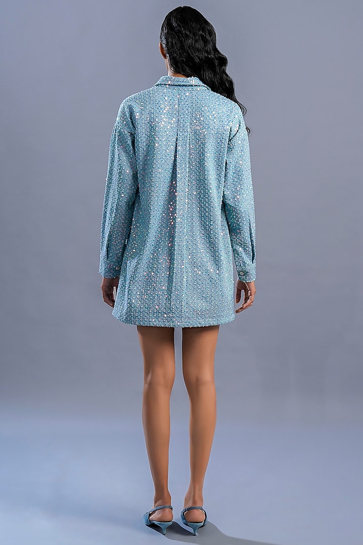Light Blue Denim Sequins Co-Ord Set by Pooja Shroff at Pernia's Pop Up Shop