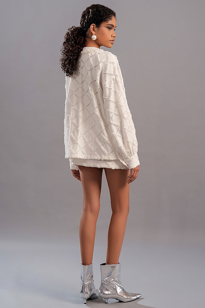 White Denim Skirt Set by Pooja Shroff at Pernia's Pop Up Shop