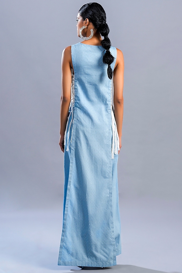 Light Blue Denim Co-Ord Set by Pooja Shroff at Pernia's Pop Up Shop