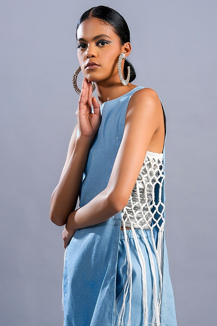 Light Blue Denim Co-Ord Set by Pooja Shroff at Pernia's Pop Up Shop