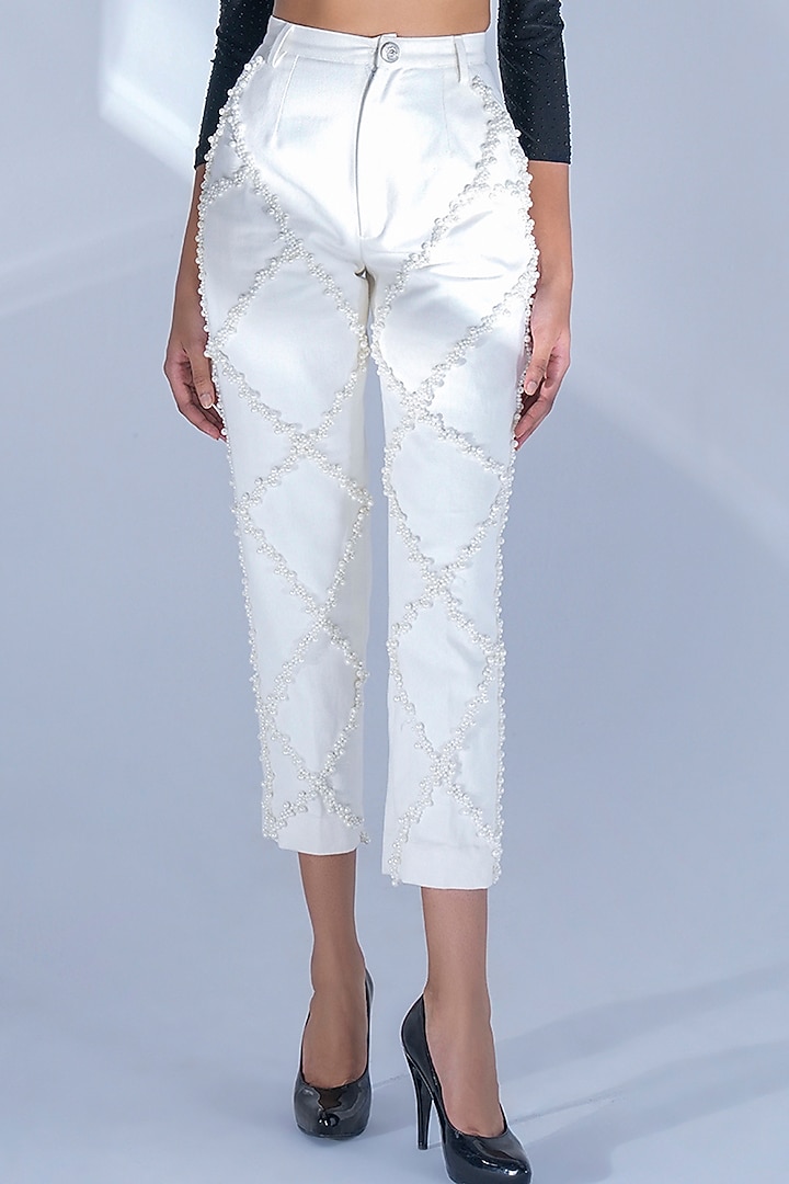Silver & White Denim Co-Ord Set by Pooja Shroff at Pernia's Pop Up Shop