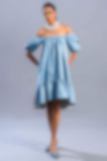 Light Blue & Silver Denim Dress by Pooja Shroff at Pernia's Pop Up Shop