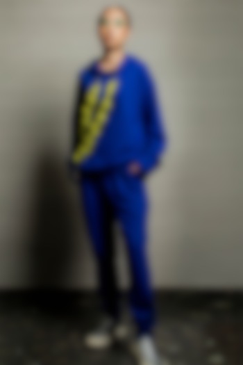 Blue Jersey Criss-Cross Sweatshirt by Pooja Shroff