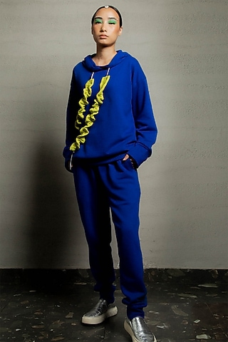 Blue Jersey Criss-Cross Sweatshirt by Pooja Shroff