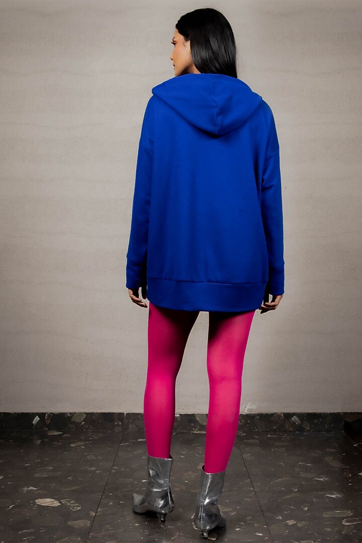 Blue Jersey Sequins Sweatshirt by Pooja Shroff at Pernia's Pop Up Shop