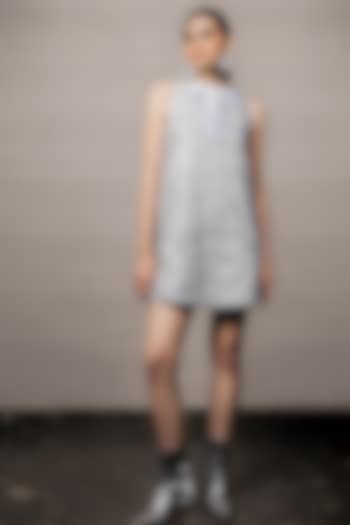 Silver Sequins Tweed Mini Dress by Pooja Shroff