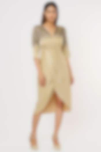 Gold Embroidered Wrap Summer Dress by Pooja Zaveri at Pernia's Pop Up Shop