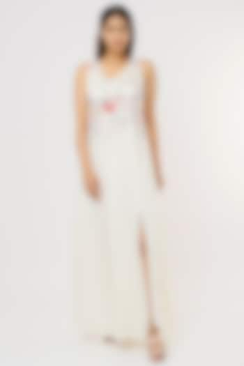 White Embroidered Dress by Pooja Zaveri at Pernia's Pop Up Shop