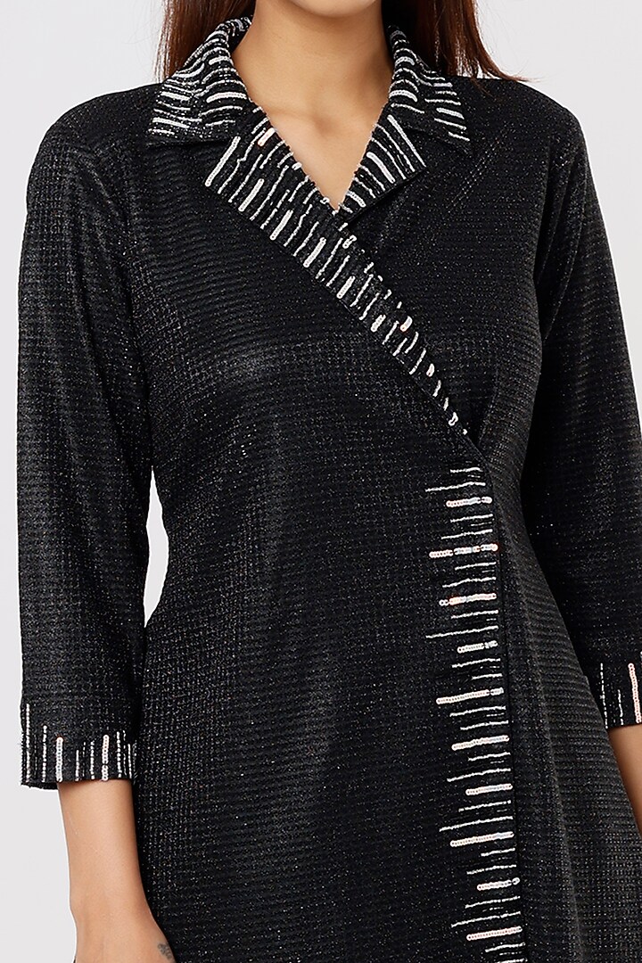 Black Embroidered Coat Summer Dress by Pooja Zaveri at Pernia's Pop Up Shop