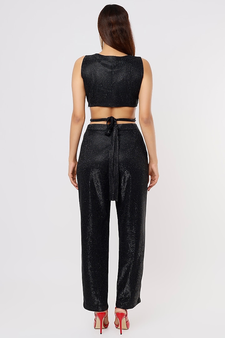 Black Textured Shimmer Co-Ord Set by Pooja Zaveri at Pernia's Pop Up Shop