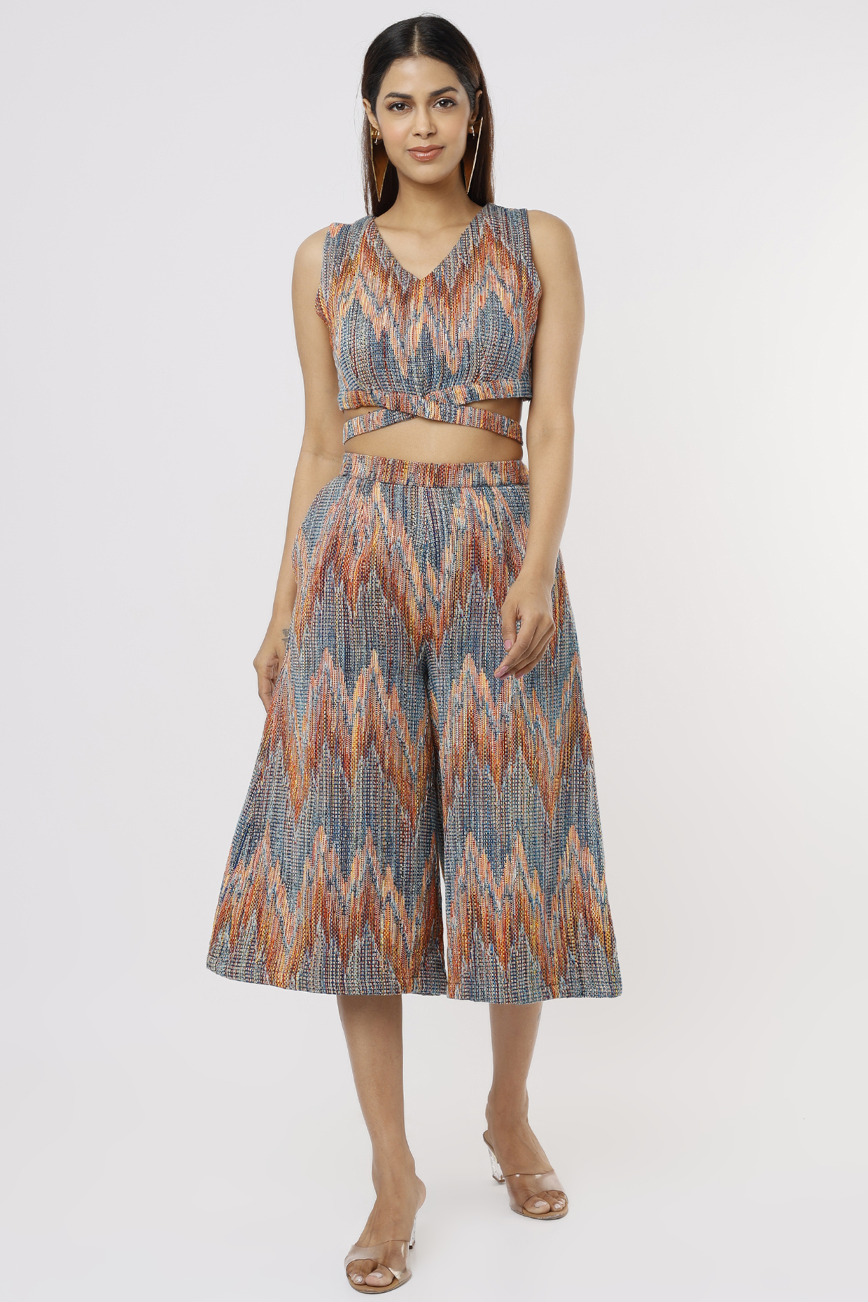 Multi-Coloured Co-Ord Set In Jacquard by Pooja Zaveri