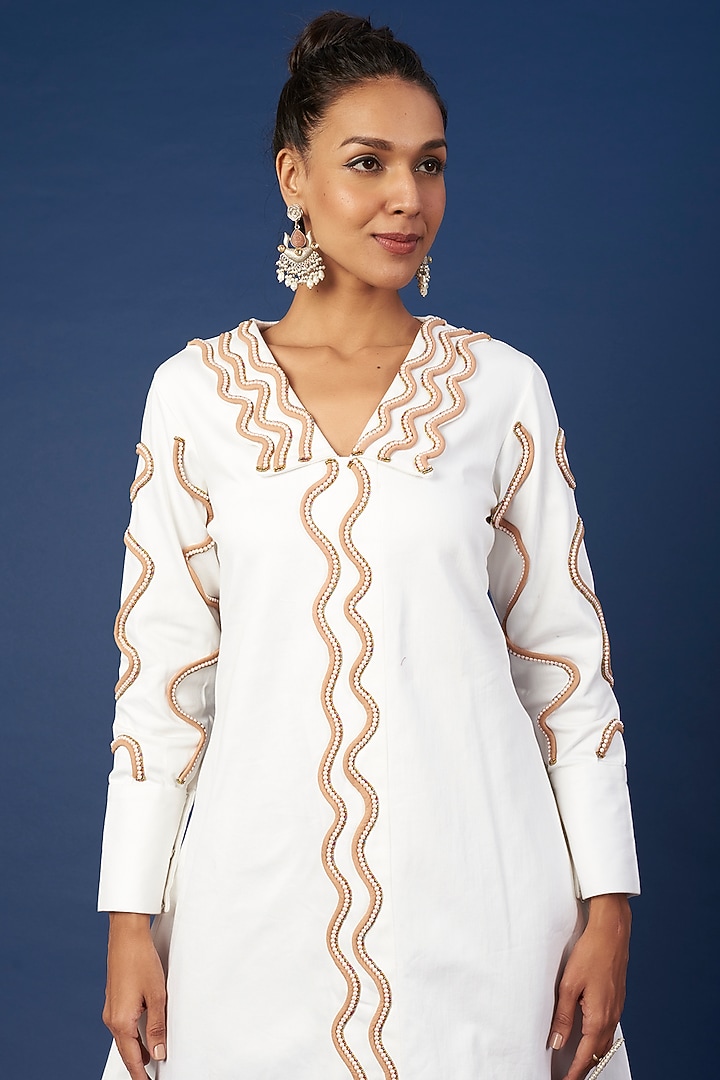 White Embroidered Summer Dress by Pooja Zaveri at Pernia's Pop Up Shop