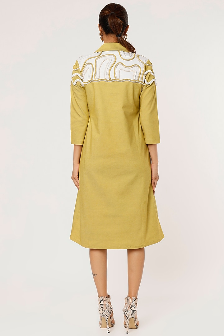 Mehendi Green Embellished Summer Dress by Pooja Zaveri at Pernia's Pop Up Shop
