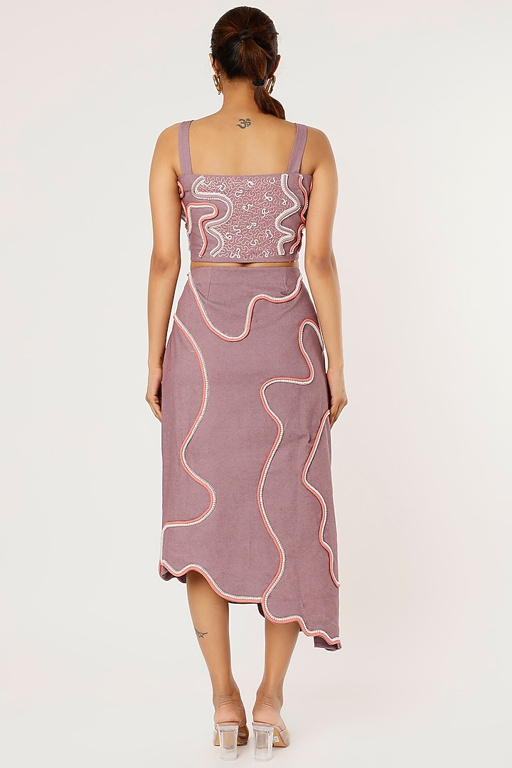 Purple Denim Skirt Set by Pooja Zaveri at Pernia's Pop Up Shop