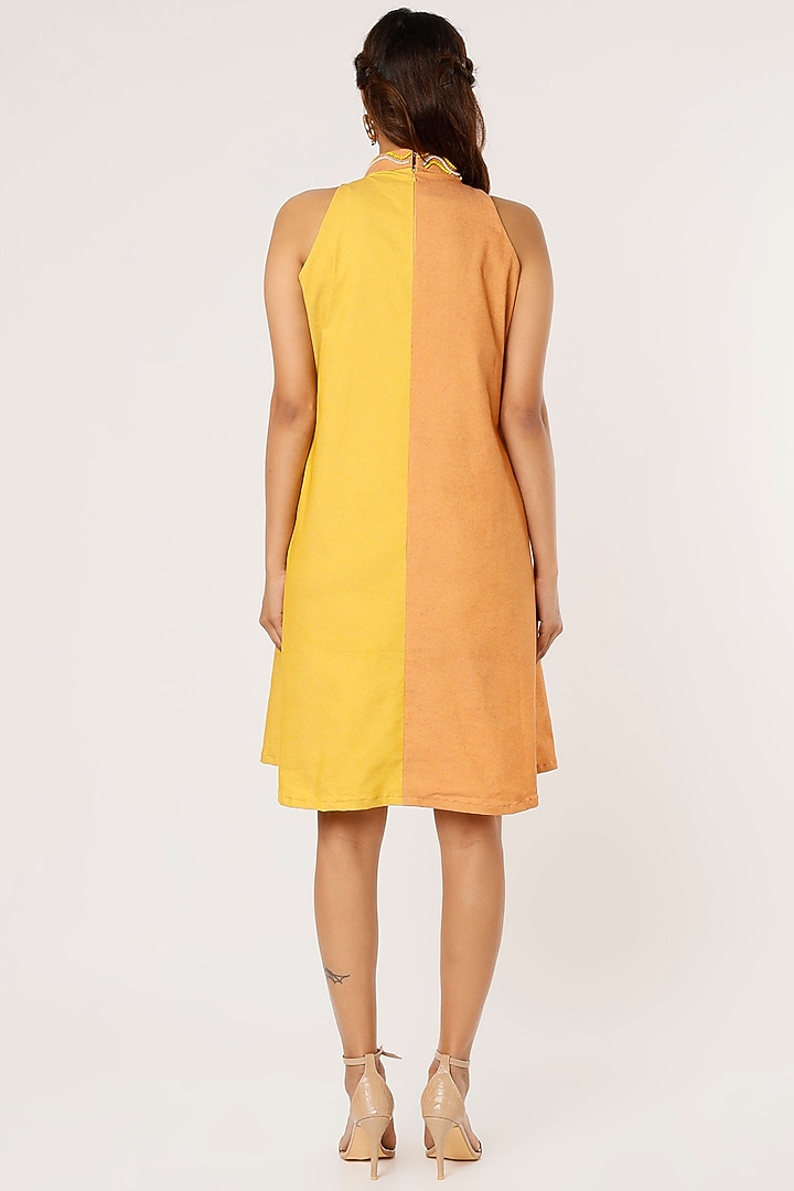 Yellow & Orange Embroidered Summer Dress by Pooja Zaveri at Pernia's Pop Up Shop