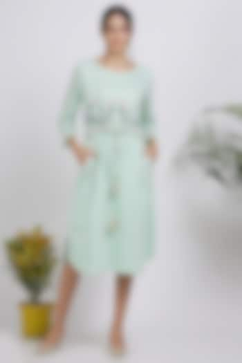 Mint Green Floral Embroidered Dress by Pooja Zaveri at Pernia's Pop Up Shop