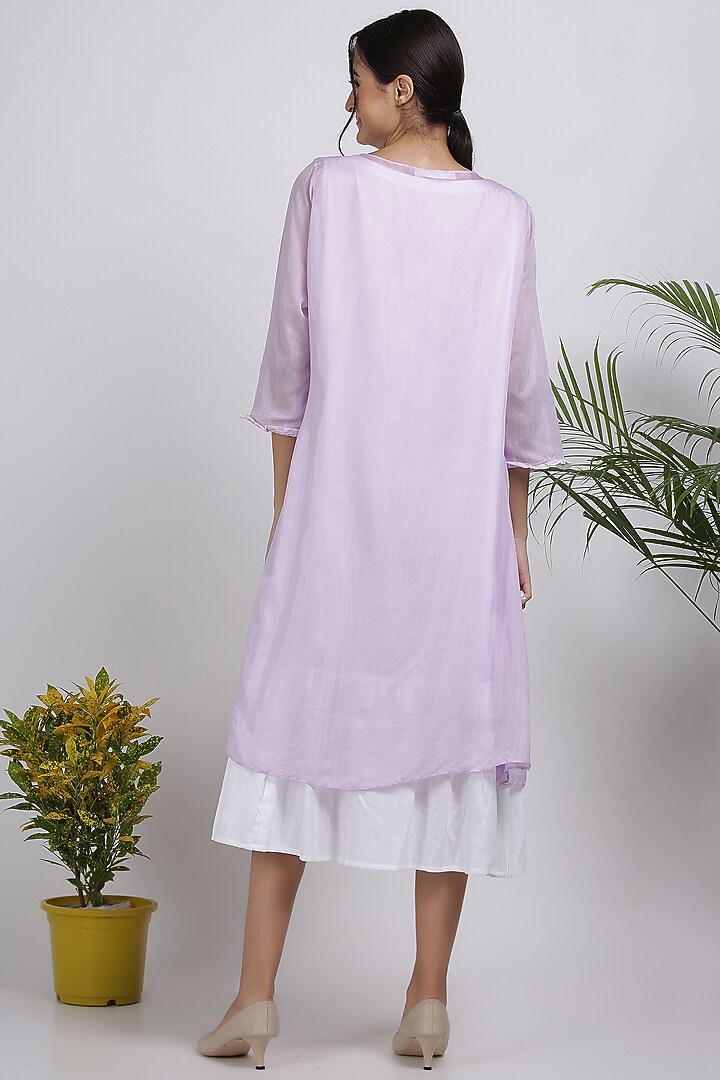 Lilac Floral Embroidered Jacket Summer Dress by Pooja Zaveri at Pernia's Pop Up Shop