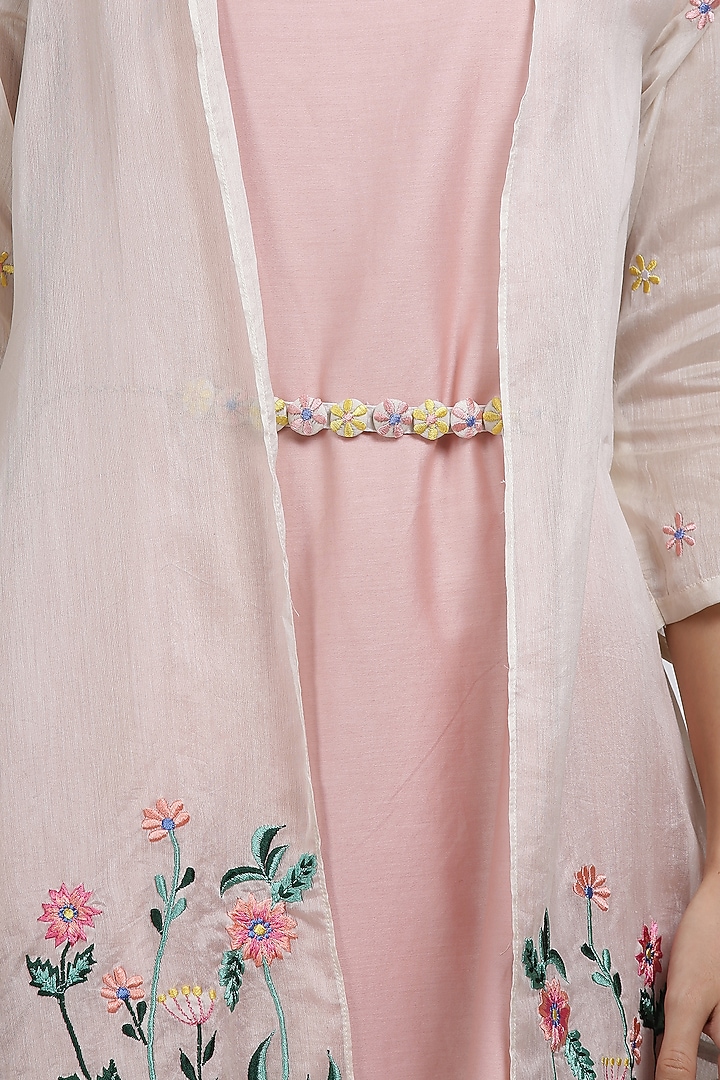Cream Embroidered Jacket Summer Dress by Pooja Zaveri at Pernia's Pop Up Shop