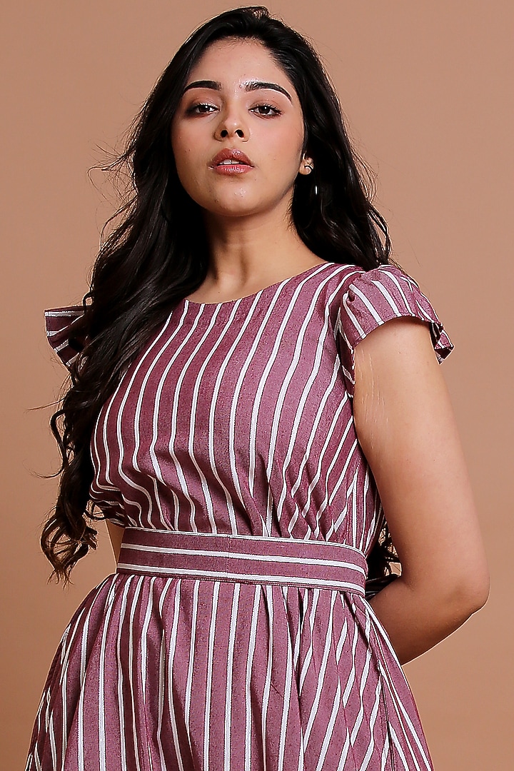 Wine Striped A-Line Summer Dress by Pooja Zaveri at Pernia's Pop Up Shop
