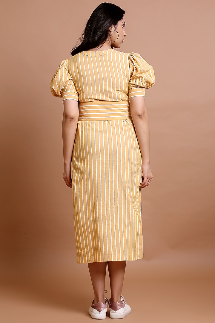 Yellow Cotton Striped Summer Shirt Dress by Pooja Zaveri at Pernia's Pop Up Shop