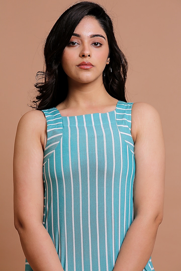 Firozi Blue Cotton Summer Dress by Pooja Zaveri at Pernia's Pop Up Shop
