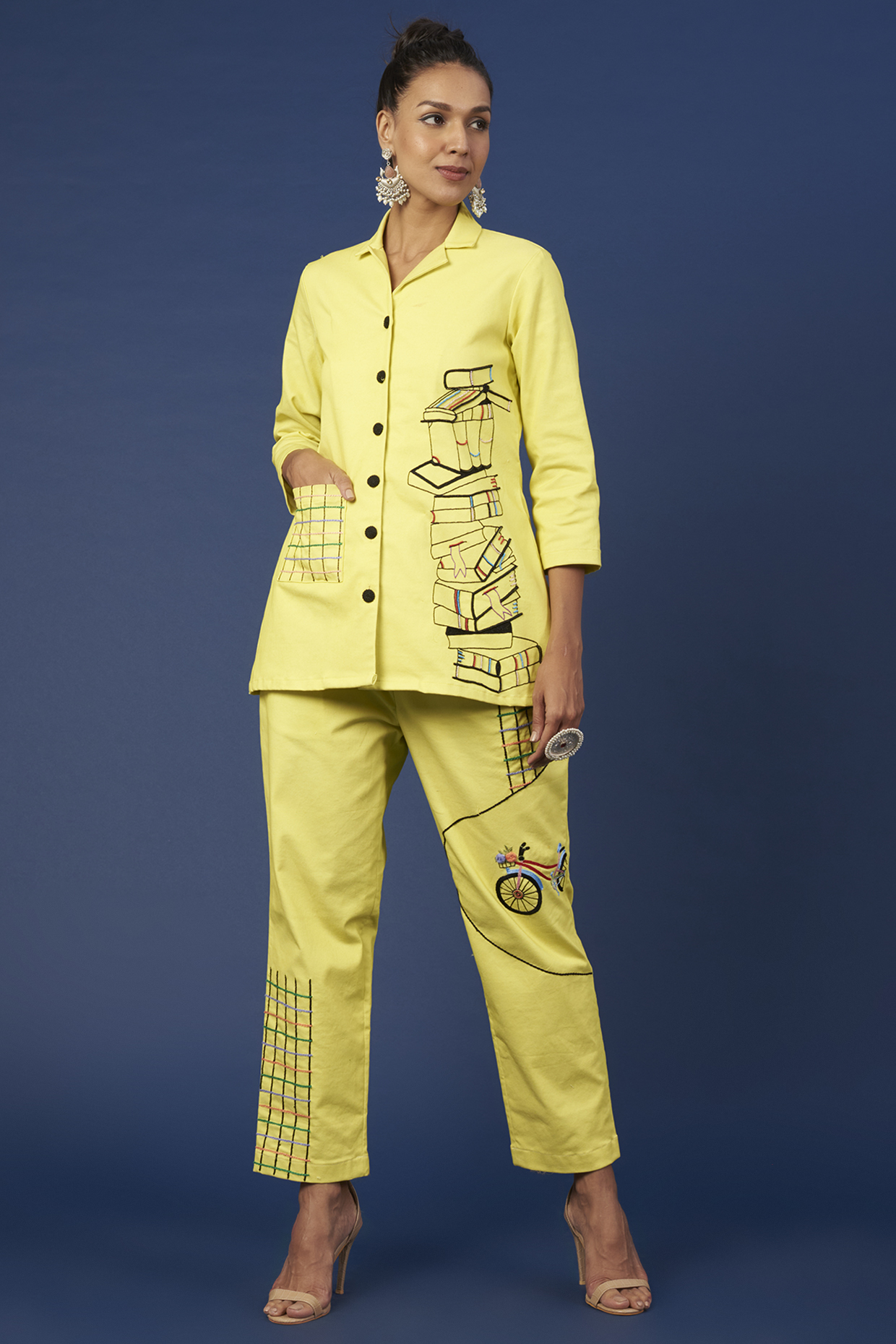 Lemon Yellow Denim Co-Ord Set by Pooja Zaveri at Pernia's Pop Up Shop