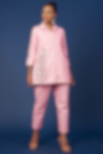 Blush Pink Denim Co-Ord Set by Pooja Zaveri at Pernia's Pop Up Shop