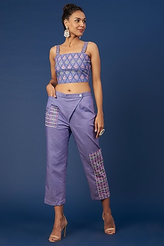 Blue Embroidered Co-Ord Set by Pooja Zaveri