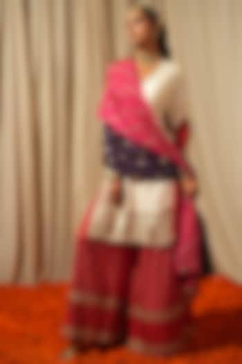 Red Silk Bandhani Sharara Set by Pooja & Keyur at Pernia's Pop Up Shop