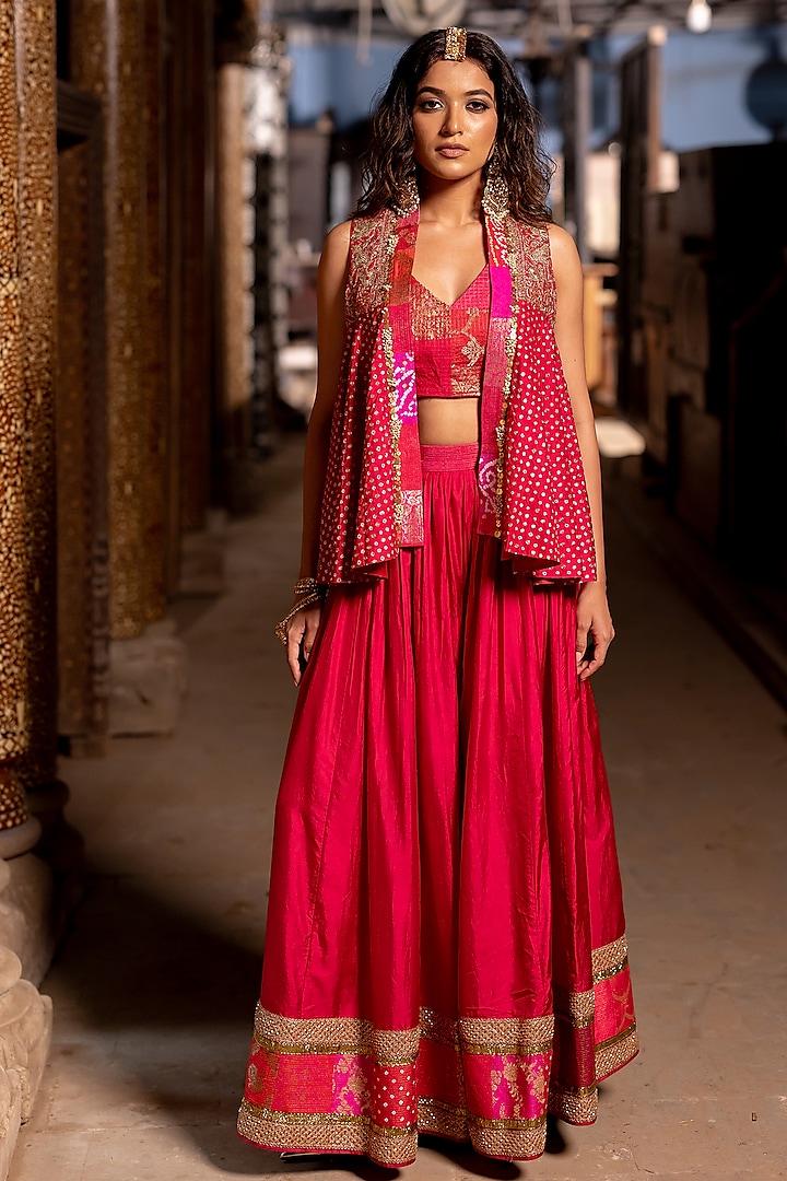 Rani Pink Silk Gharara Set by Pooja & Keyur at Pernia's Pop Up Shop