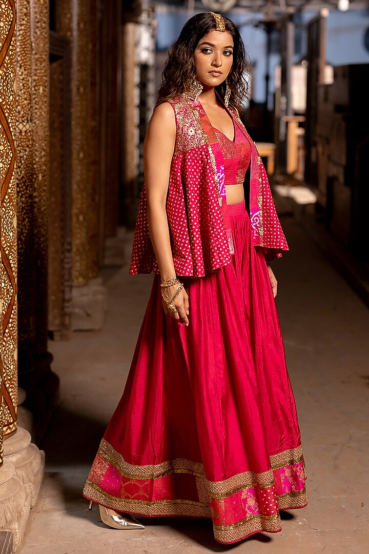 Rani Pink Silk Gharara Set by Pooja & Keyur at Pernia's Pop Up Shop