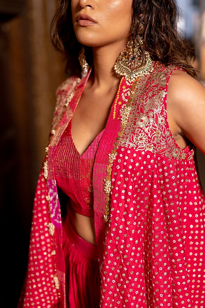 Rani Pink Silk Gharara Set by Pooja & Keyur at Pernia's Pop Up Shop