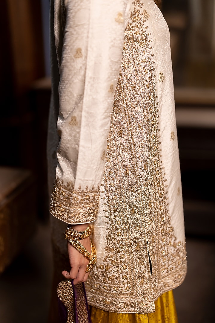 Mustard Silk Bridal Sharara Set by Pooja & Keyur at Pernia's Pop Up Shop