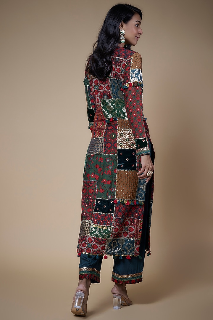 Multi-Colored Cotton Silk Printed Kurta Set by Pooja & Keyur at Pernia's Pop Up Shop