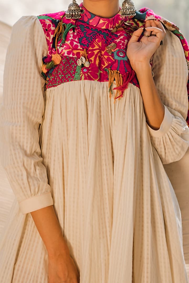 White Embroidered Vacation Dress by Pooja & Keyur at Pernia's Pop Up Shop