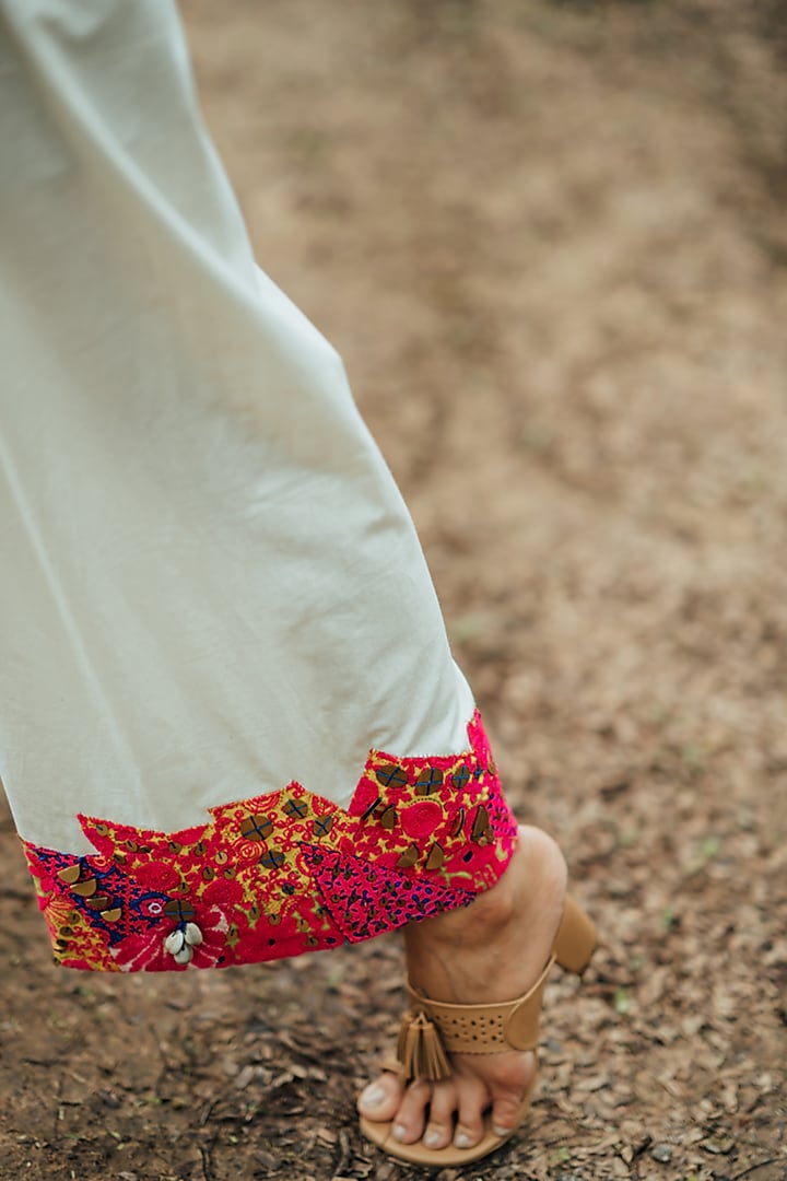 White Embroidered Jumpsuit by Pooja & Keyur at Pernia's Pop Up Shop