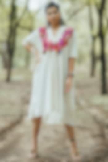 White Embroidered Kaftan Summer Dress by Pooja & Keyur at Pernia's Pop Up Shop