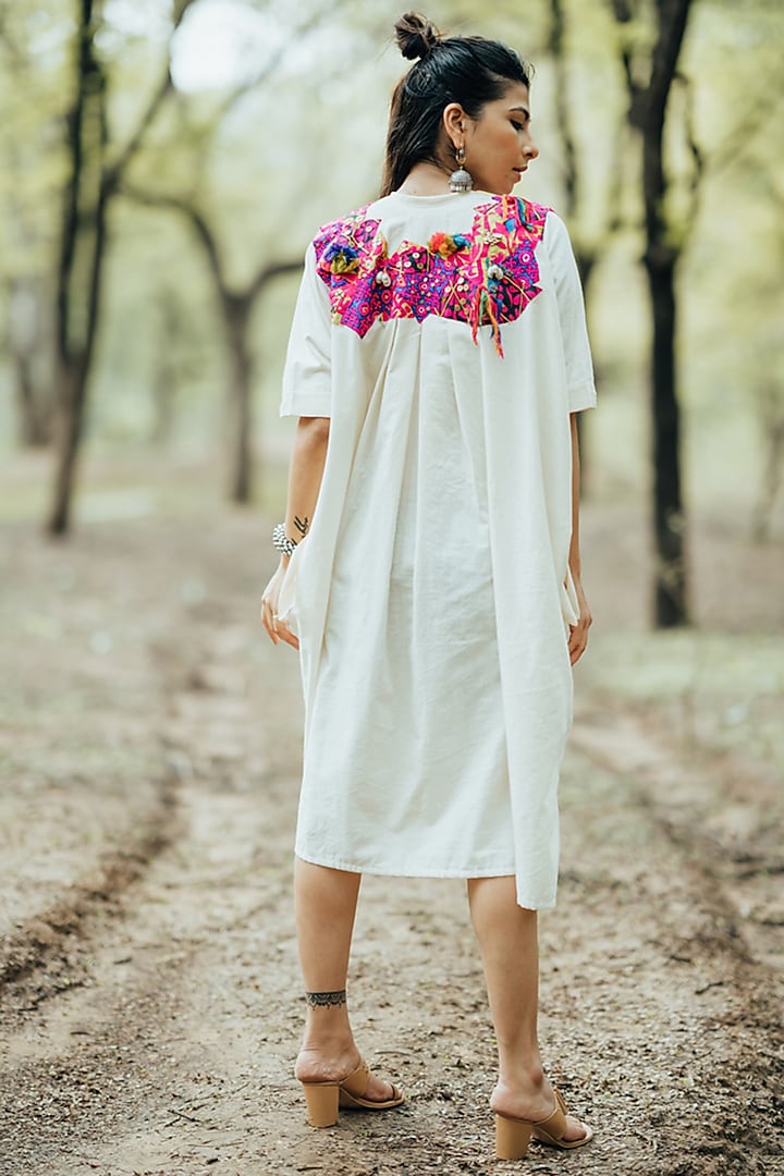 White Embroidered Kaftan Summer Dress by Pooja & Keyur at Pernia's Pop Up Shop