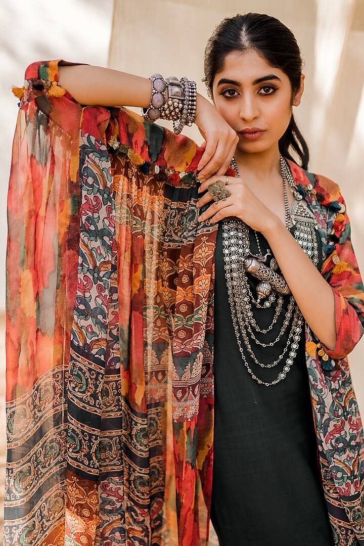 Multi Colored Printed Overlay Jacket by Pooja & Keyur at Pernia's Pop Up Shop