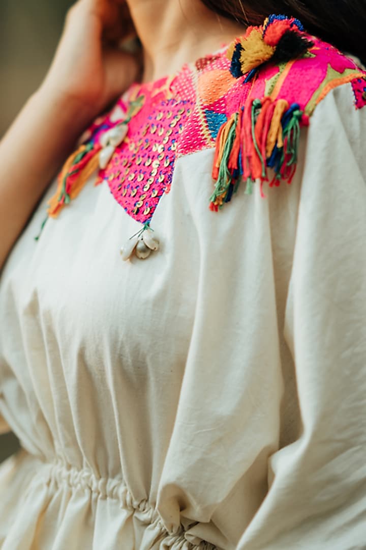 White Kutch Embroidered Top by Pooja & Keyur at Pernia's Pop Up Shop