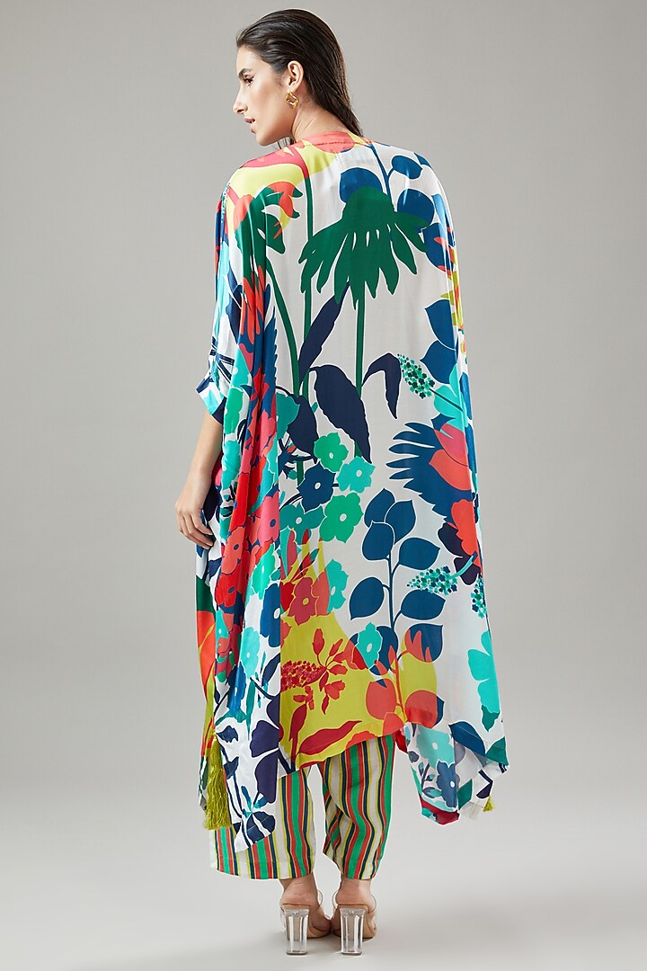 Multi-Colored Modal Satin Kurta Set by Pooja & Keyur at Pernia's Pop Up Shop