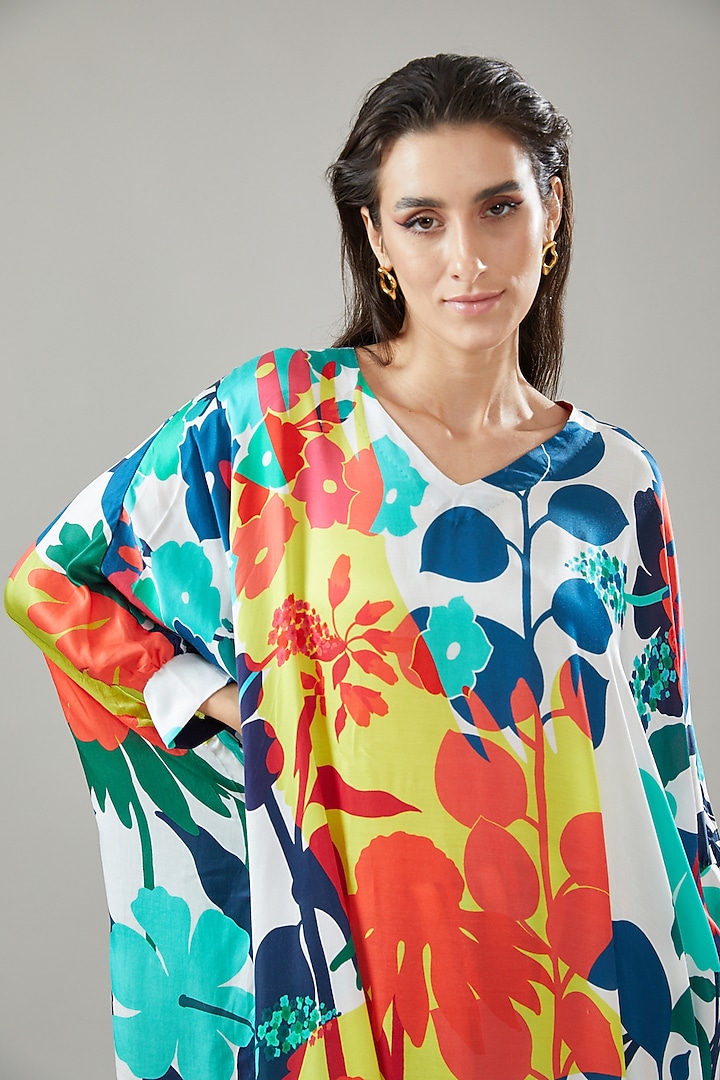 Multi-Colored Modal Satin Kurta Set by Pooja & Keyur at Pernia's Pop Up Shop