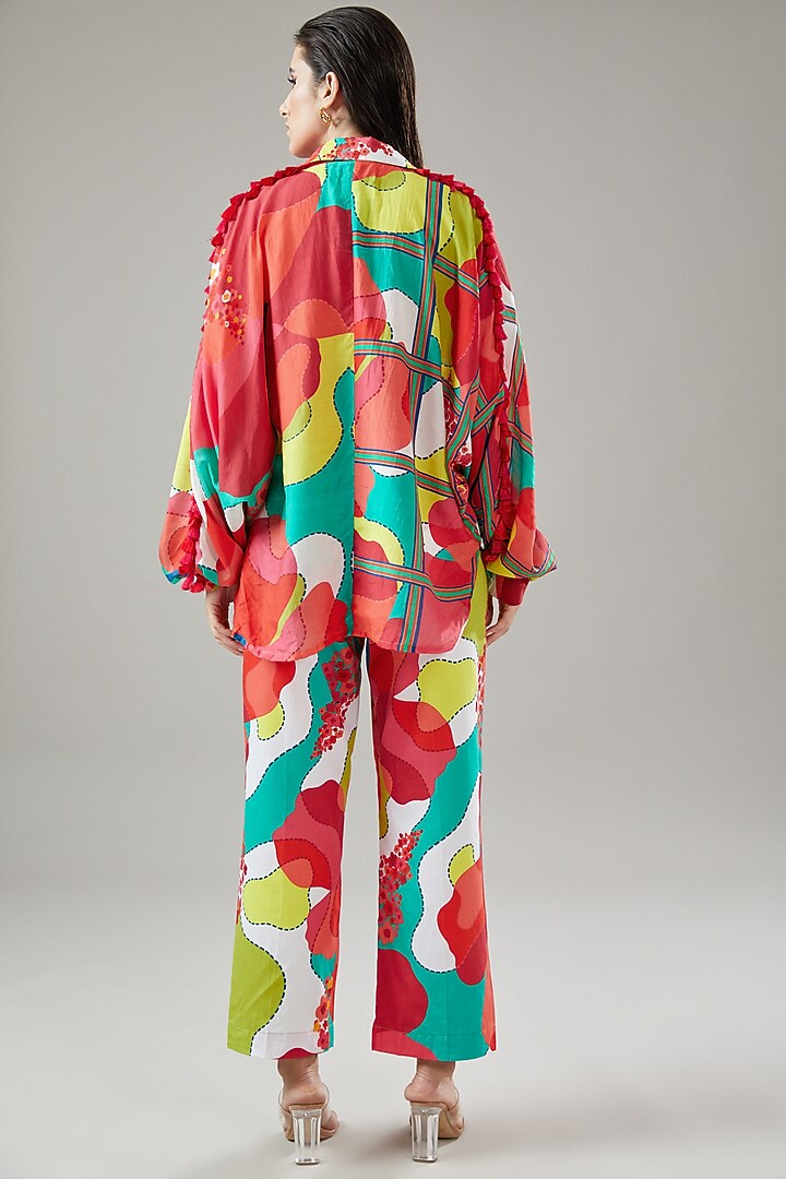 Multi-Colored Cotton Satin Pant Set by Pooja & Keyur at Pernia's Pop Up Shop