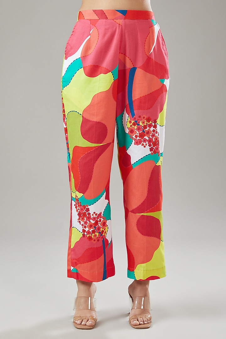 Multi-Colored Cotton Satin Pant Set by Pooja & Keyur at Pernia's Pop Up Shop
