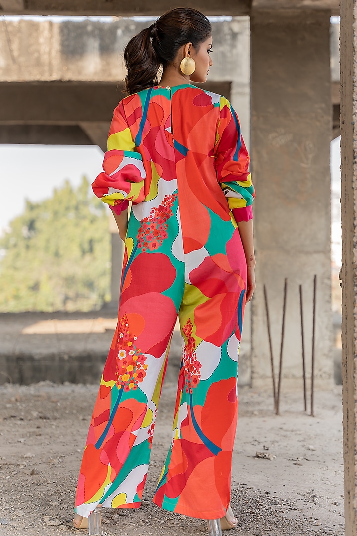 Multi-Colored Cotton Satin Jumpsuit by Pooja & Keyur at Pernia's Pop Up Shop