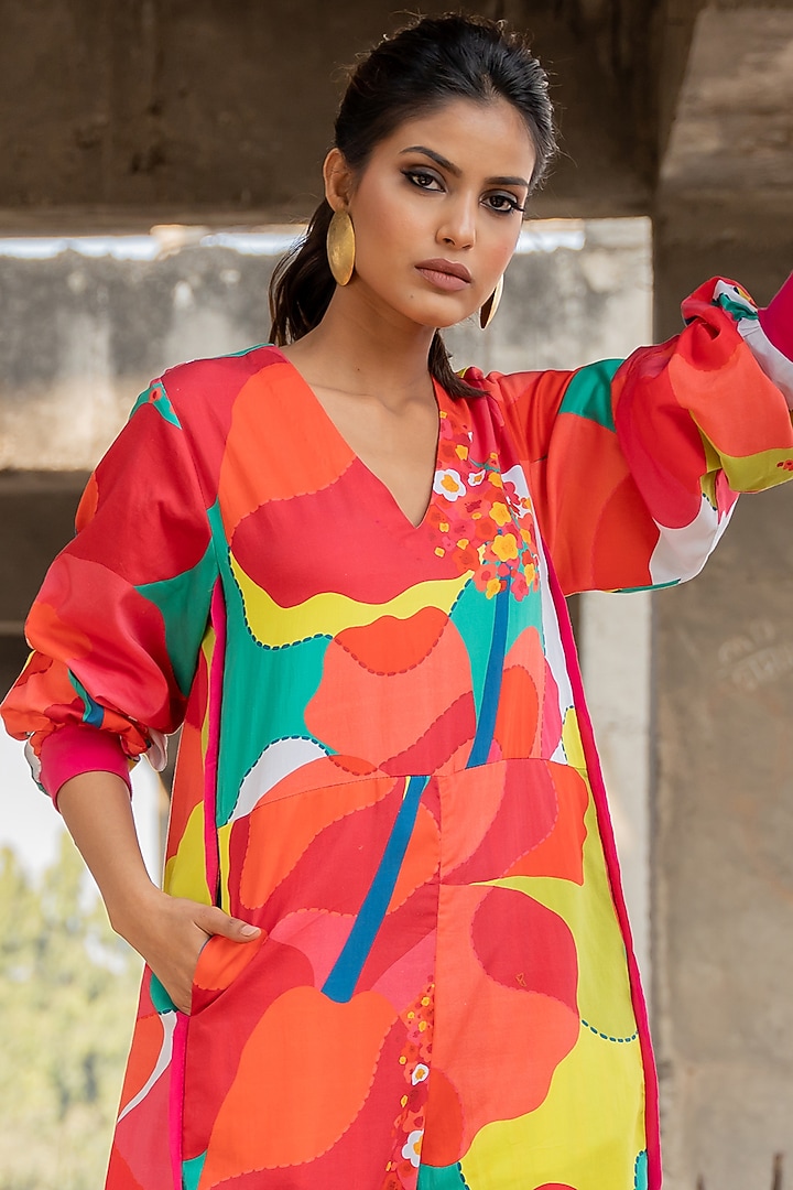 Multi-Colored Cotton Satin Jumpsuit by Pooja & Keyur at Pernia's Pop Up Shop