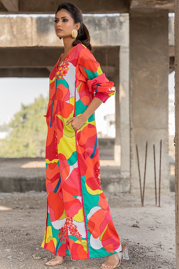 Multi-Colored Cotton Satin Jumpsuit by Pooja & Keyur at Pernia's Pop Up Shop