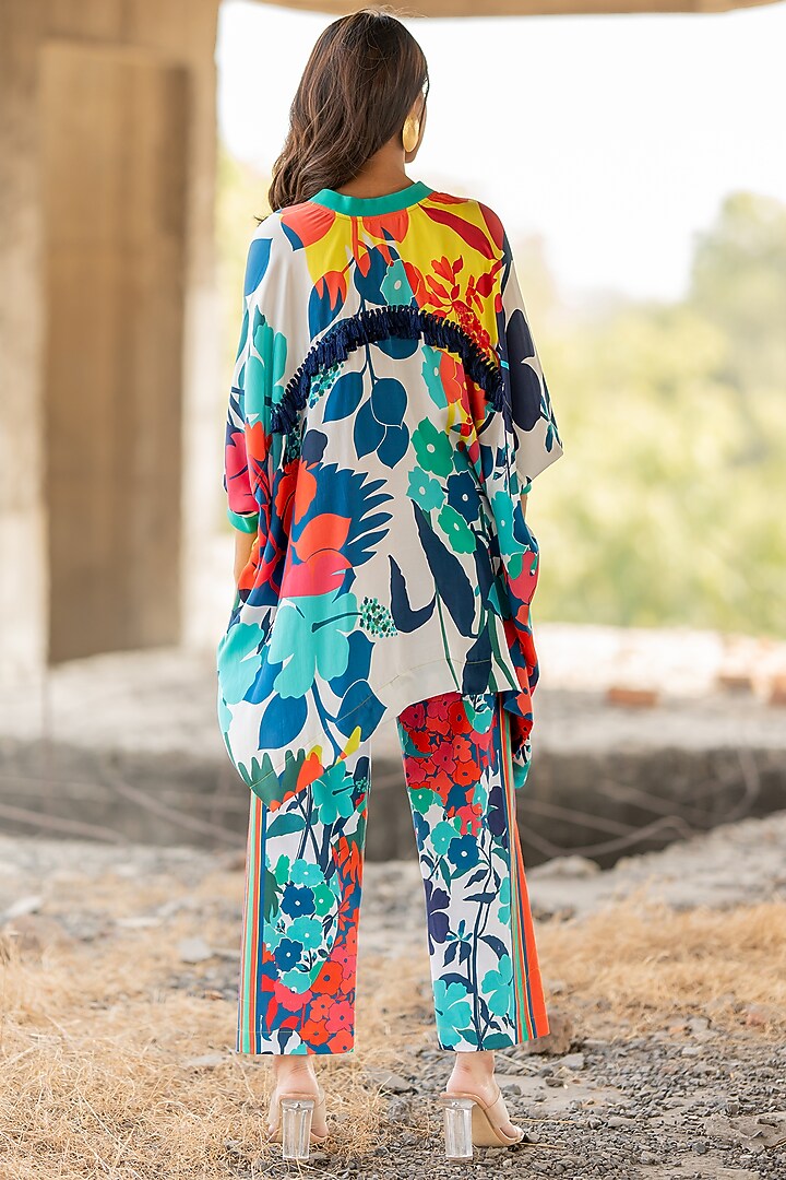 Multi-Colored Satin Kaftan Set by Pooja & Keyur at Pernia's Pop Up Shop