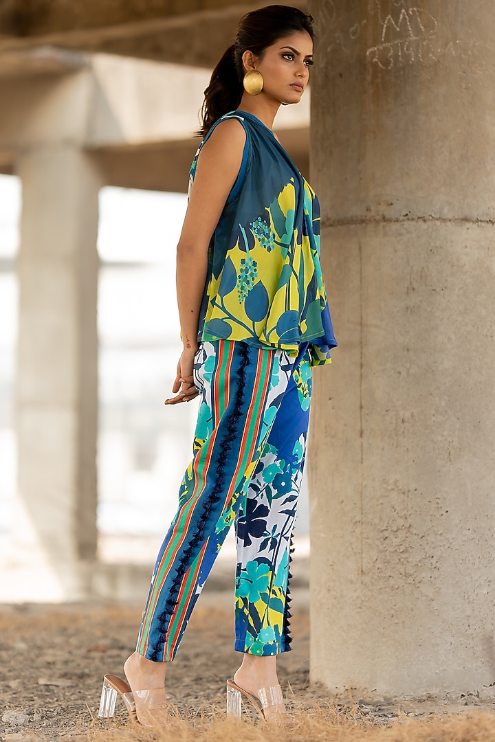 Multi-Colored Voil Silk & Cotton Satin Co-Ord Set by Pooja & Keyur at Pernia's Pop Up Shop