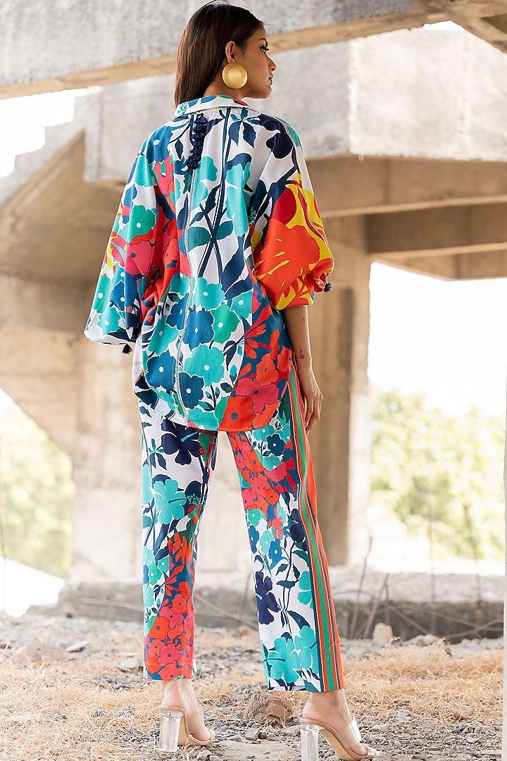 Multi-Colored Cotto Satin Co-Ord Set by Pooja & Keyur at Pernia's Pop Up Shop